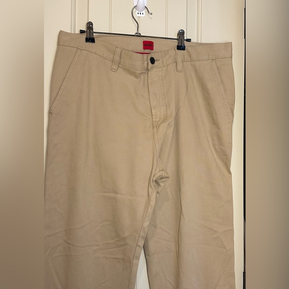 Hugo Boss Men's Khaki Pants 34x32 Flat Front 100% Cotton NWT - Picture 3 of 13